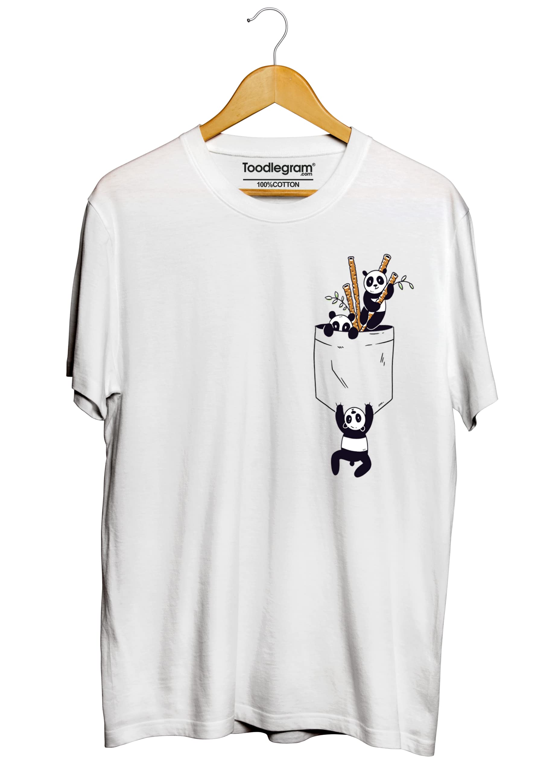 ToodlegramPlus Size T-Shirt, Pocket Panda Unisex T-Shirt, Round Neck, Regular