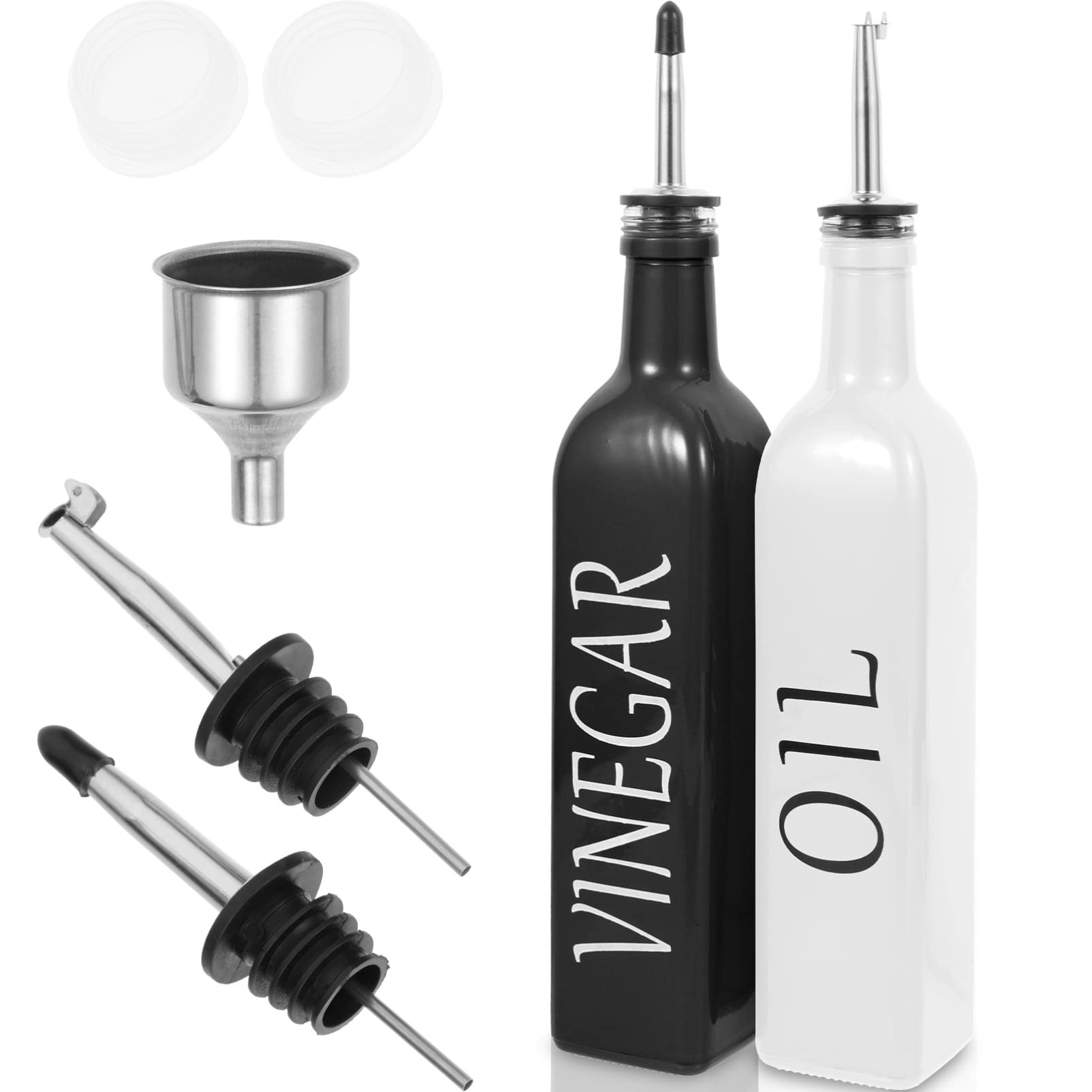 Luxshiny Öl und Essigspender aus Glas und Metall Praktischer Küchenbehälter gegen Verunreinigung Hält den Tisch Sauber