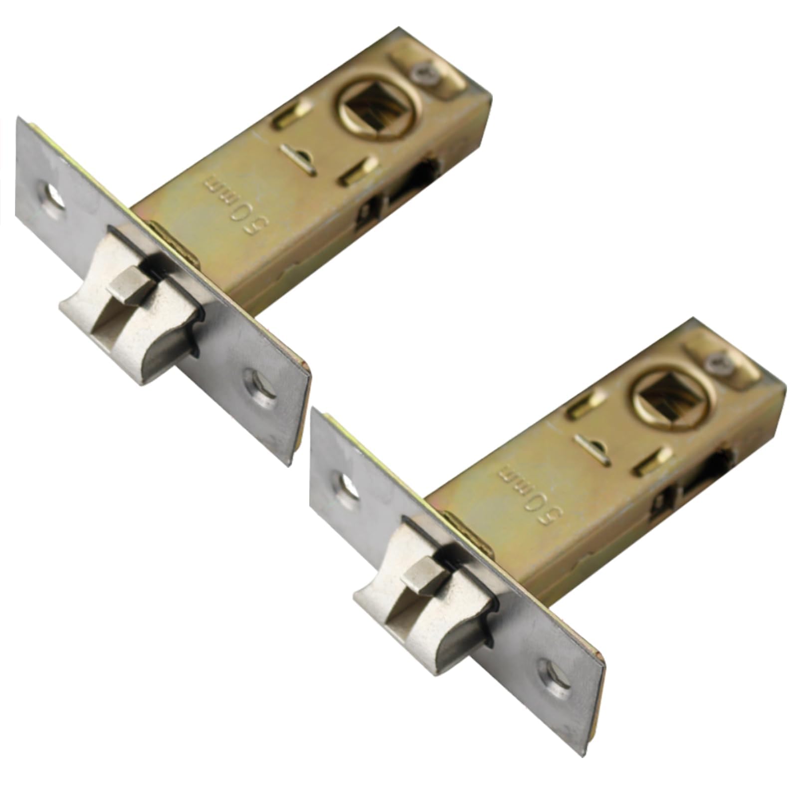 TOP-VIGOR 2Pcs 50mm Tubular Mortice Latch, Forked Tongue Lock with Door Stopper