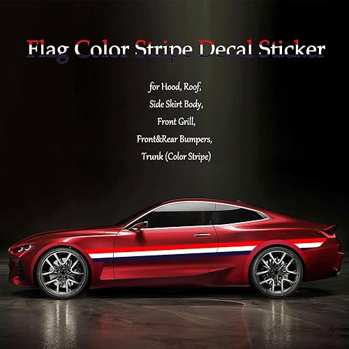 Miniatura 7 de Calcomanía de rayas de color de la bandera de Francia de 78 x 5.9 pulgadas, decoración impermeable para capó, techo, guardabarros laterales,