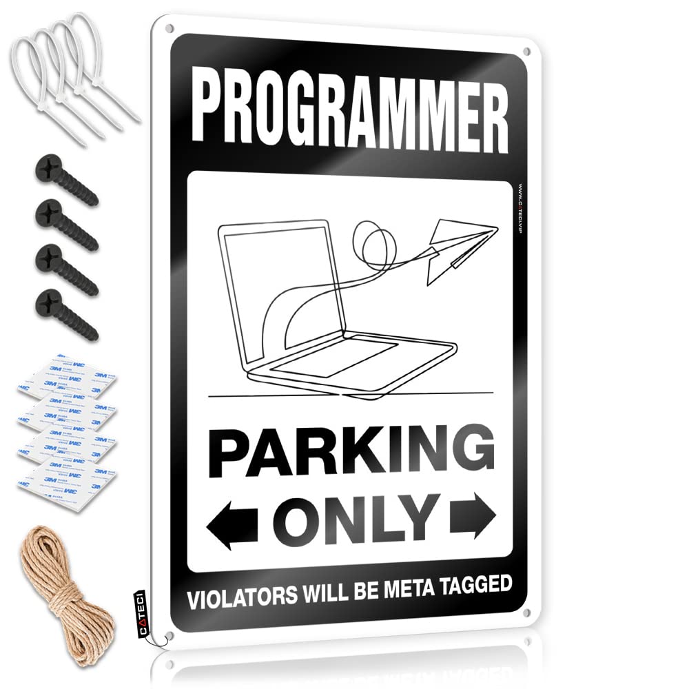 Krazmurongd One Color Retro Tin Signs Programmer Parking Only Tin Sign Signs For Bedroom Door Old Signs Metal Vintage