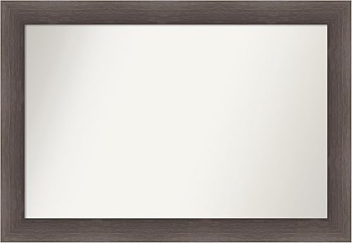 Amanti Art Espejo de baño marrón para sobre el fregadero, 27 x 39 pulgadas, espejo rectangular de madera dura, color chocolate, marco de madera