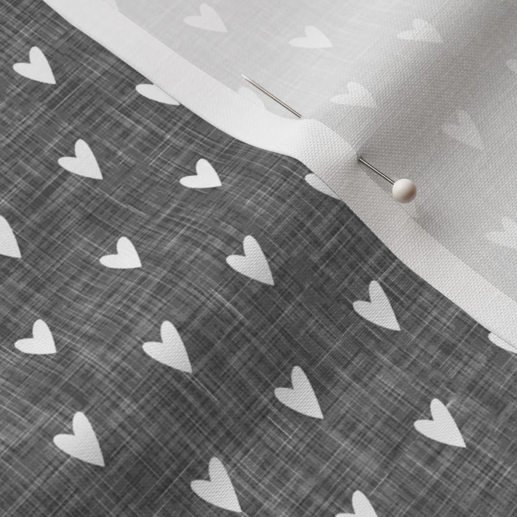 Spoonflower Fabric - Hearts Gray Valentines Day Valentine Monochrome Cute Little Small Printed on Petal Signature Cotton Fabric by The Yard - Sewing Quilting Apparel Crafts Decor