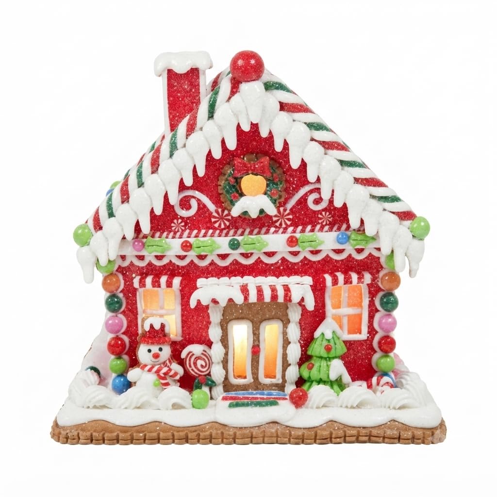 Regency International Casa iluminada de muñeco de nieve con luz LED / Bty TMR de 9 pulgadas