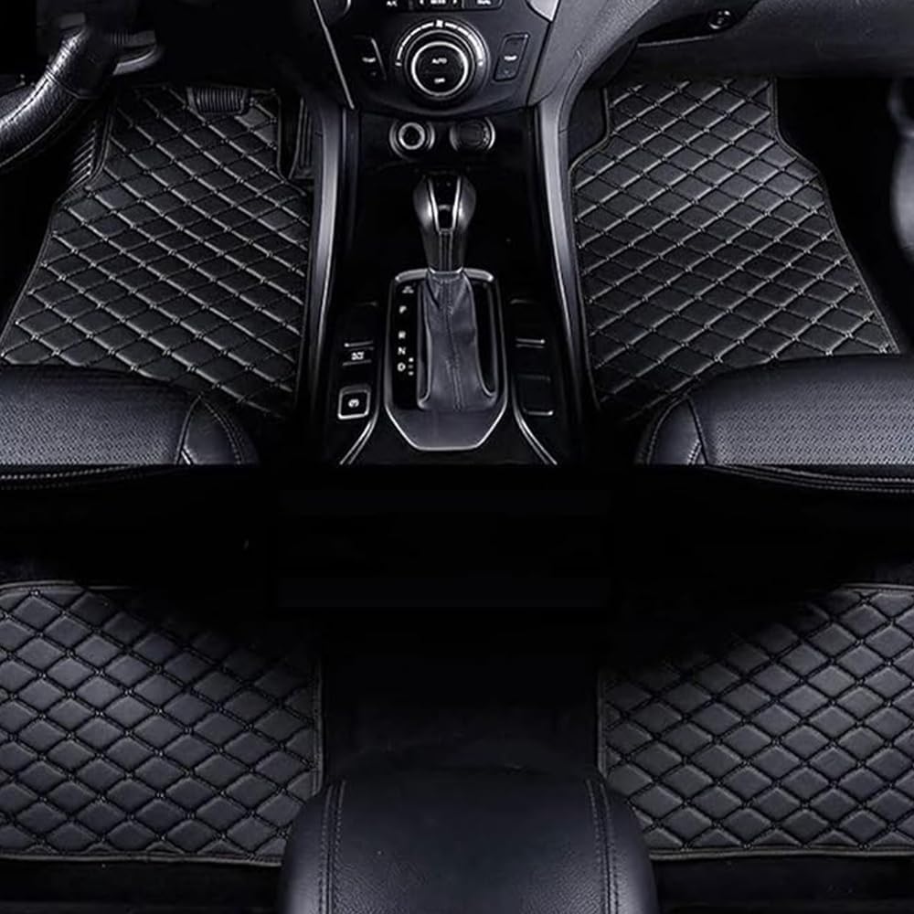 Hipatu A-Black Leather Car Floor Mats For Nissan Juke 2019-2024 2025, All Weather Waterproof Non-Slip Leather Floor Liner Full Set(Rhd),