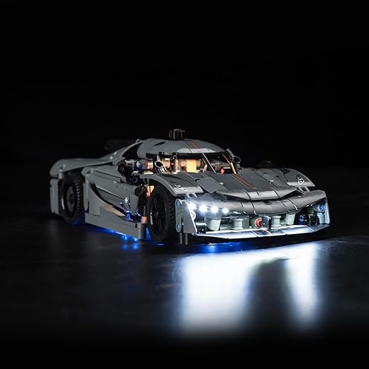 BrickBling LED Lights Compatible with Lego Technic Koenigsegg Jesko Absolut Grey Hypercar, Creative Light Kit Compatible with Lego 42173 (Lights Only, No Model) (Classic Version Light)