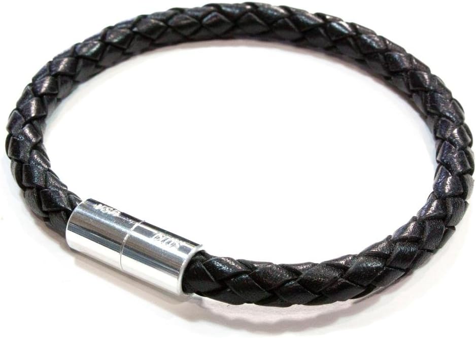 SukiUSA PRO Braided Leather Magnet Therapy Bracelet - 6mm Black : Sports & Outdoors
