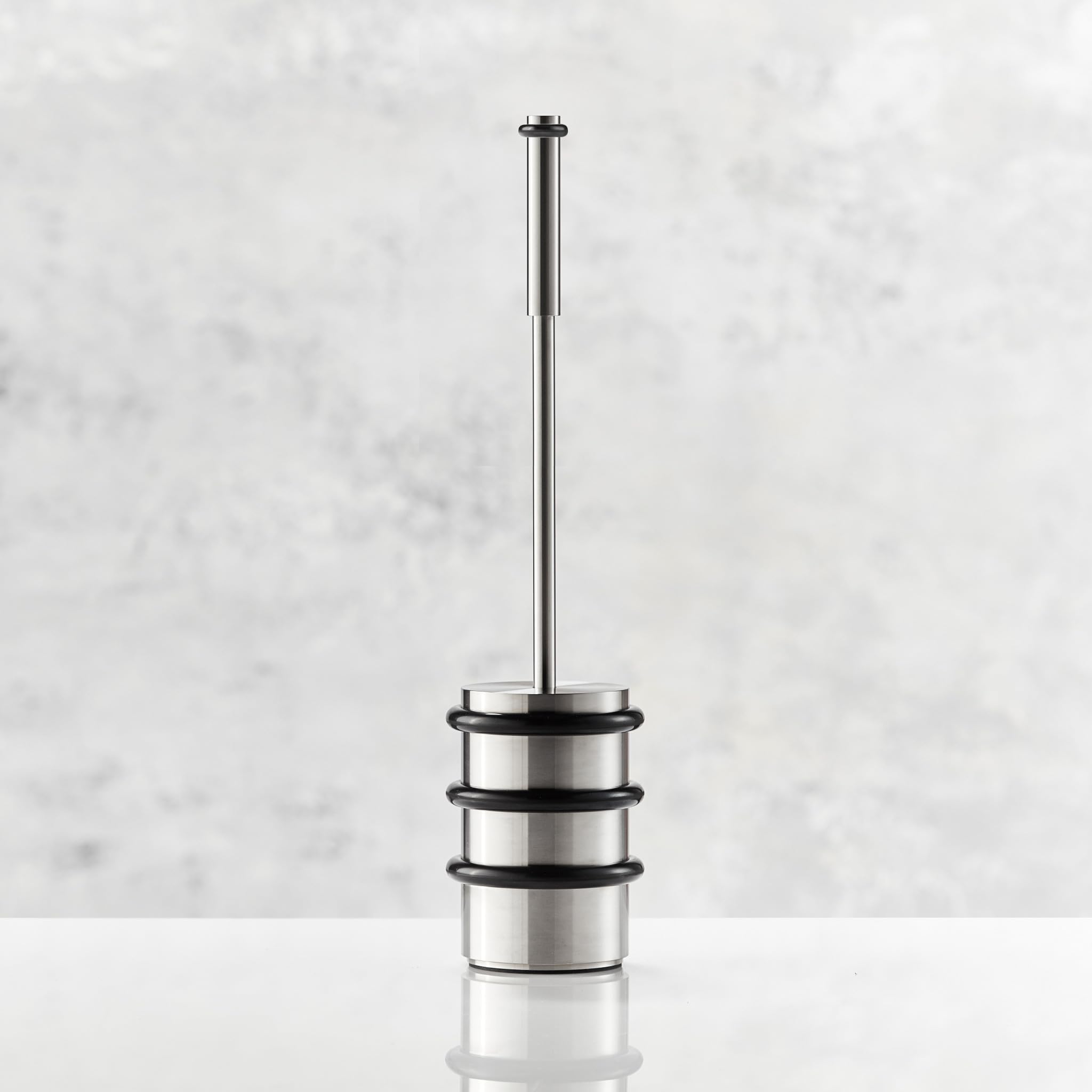 PHOS Design - Tope para puerta para suelo, Freno puerta (acero inoxidable, con mango y tres anillos de goma, 7,5 kg, modelo Bundestag)