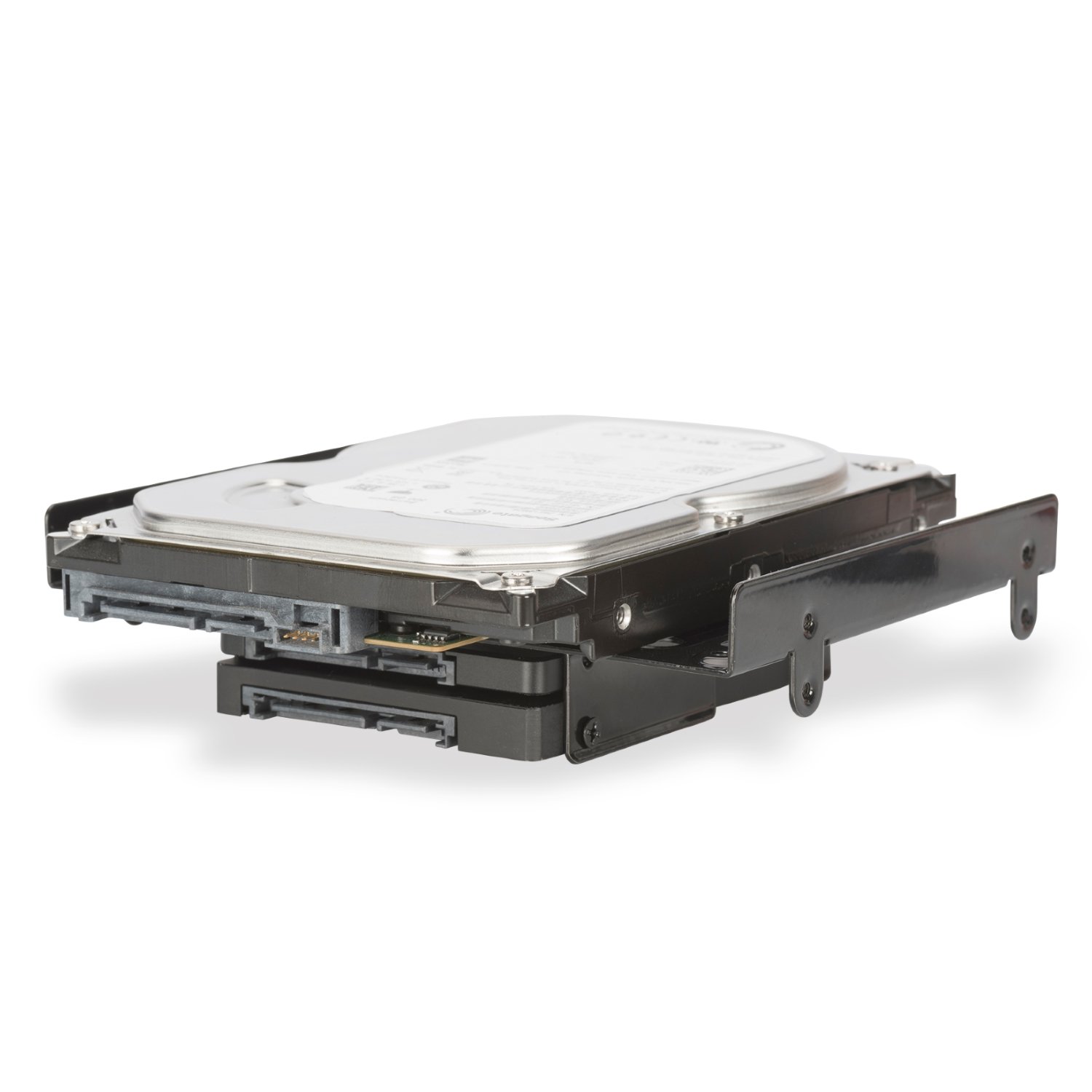 Ewent EW7002 Staffa Adattatore per 4 SSD/HDD 2.5" o 1 HDD 3.5" + 2 SSD 2.5" su Alloggiamento Slot PC 5.25", Viti Incluse, Nero
