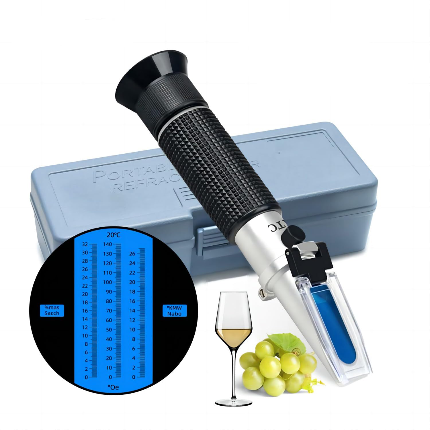 Winegrower Refractometer, 0-32 Brix, 0-140 Oechsle, 0-27 KMW, Automatische Temperaturkompensation (ATC), Ideal für Winzer,Für Wein, Bier und Fruchtwein geeignet