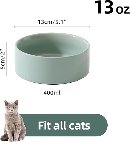 Miniatura 2 de Juego de 2 cuencos de cerámica para gatos, cuencos de comida y agua para gatos, gatitos, 2 platos para gatos, comedero para mascotas (5.1 pulgadas,