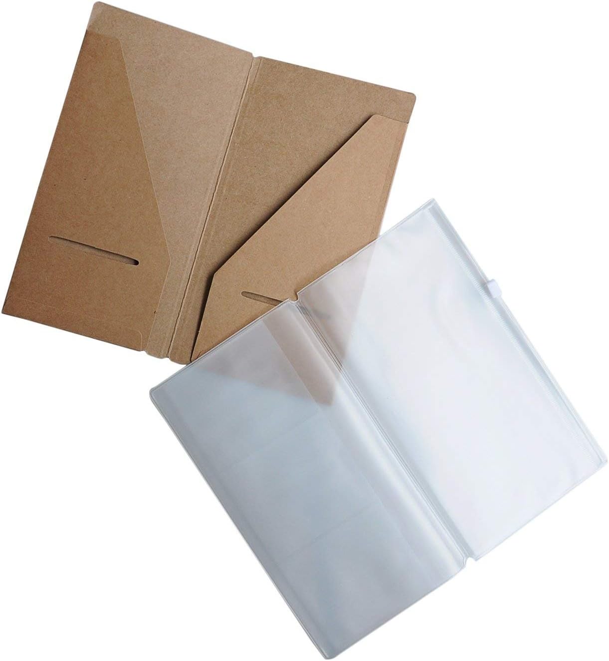 WANDERINGS Zipper Case and Kraft Card Sleeve Holder Travelers Notebook Accessories Pack, 2-Pack for Refillable Travel Journals - Standard Size, 8.25 x 4.25 inches
