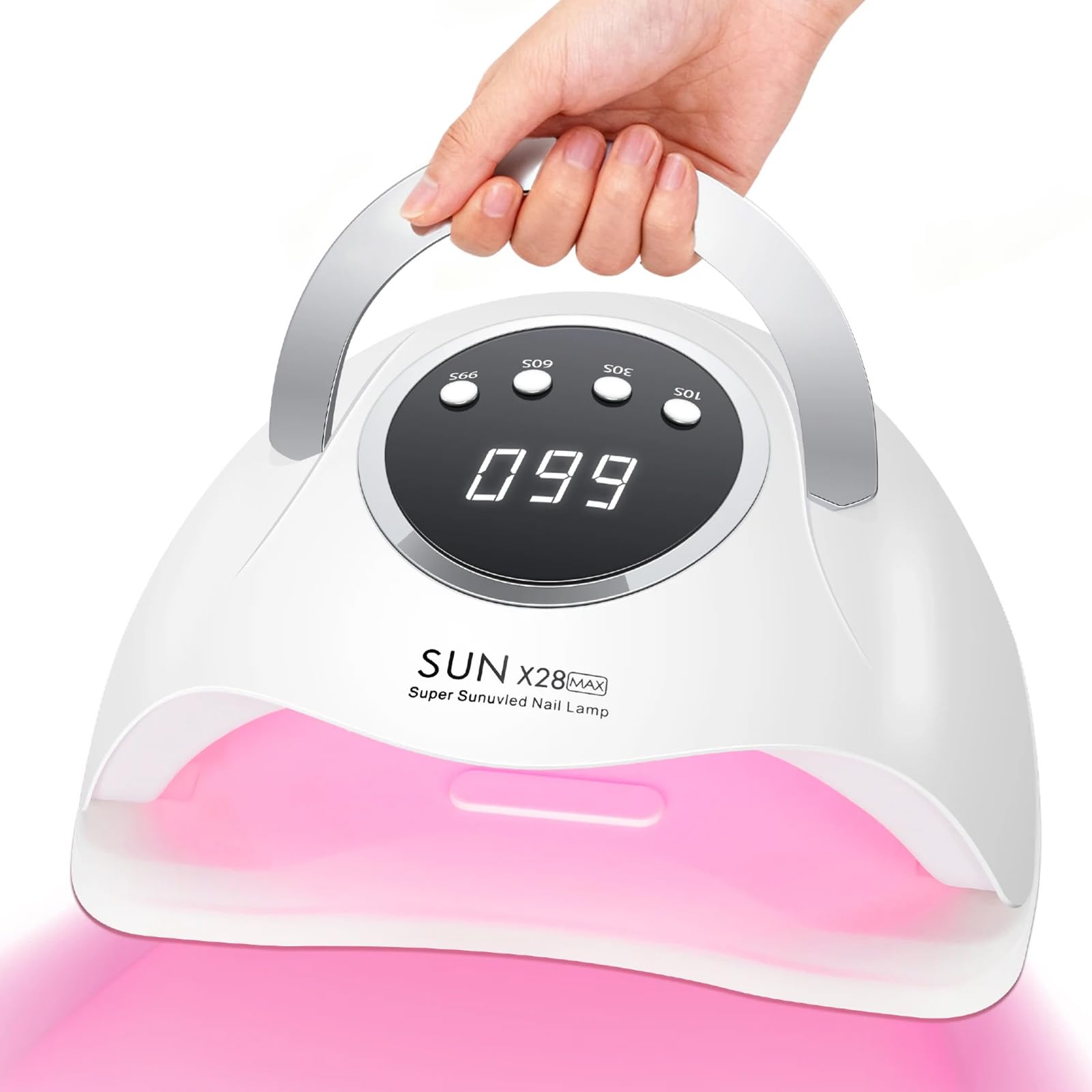 Lampe UV Ongles 380W–Sèche-Ongles UV LED pour Gel,90 LEDs Haute Puissance,Capteur Automatique,4 Minuteries,Poignée Portable–Usage Maison & Salon