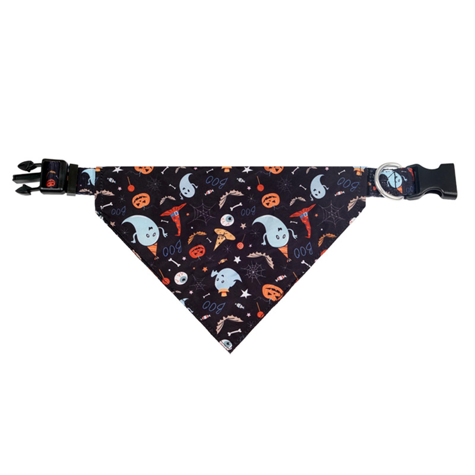 BT Bear Halloween Dog Bandanas,Dog Halloween Costume Pet Collar Pumpkin Ghost Bat Pet Scarf for Medium Large Dogs (L,Black Ghost) - Image 3