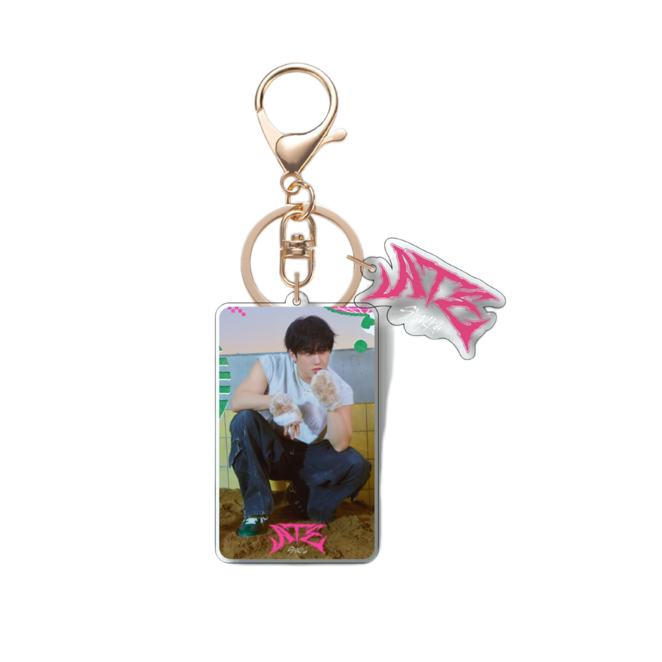 Stray Kids Keychain with ATE Charm for STRAY, Acrylic Double Sided Pattern SKZ Backpack Pendant