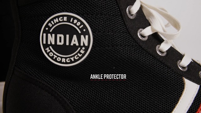 Indian Motorcycle Men's Milestone Mesh Sneaker - Black Leather & Mesh, Gear Shift Pad, Ankle Protector