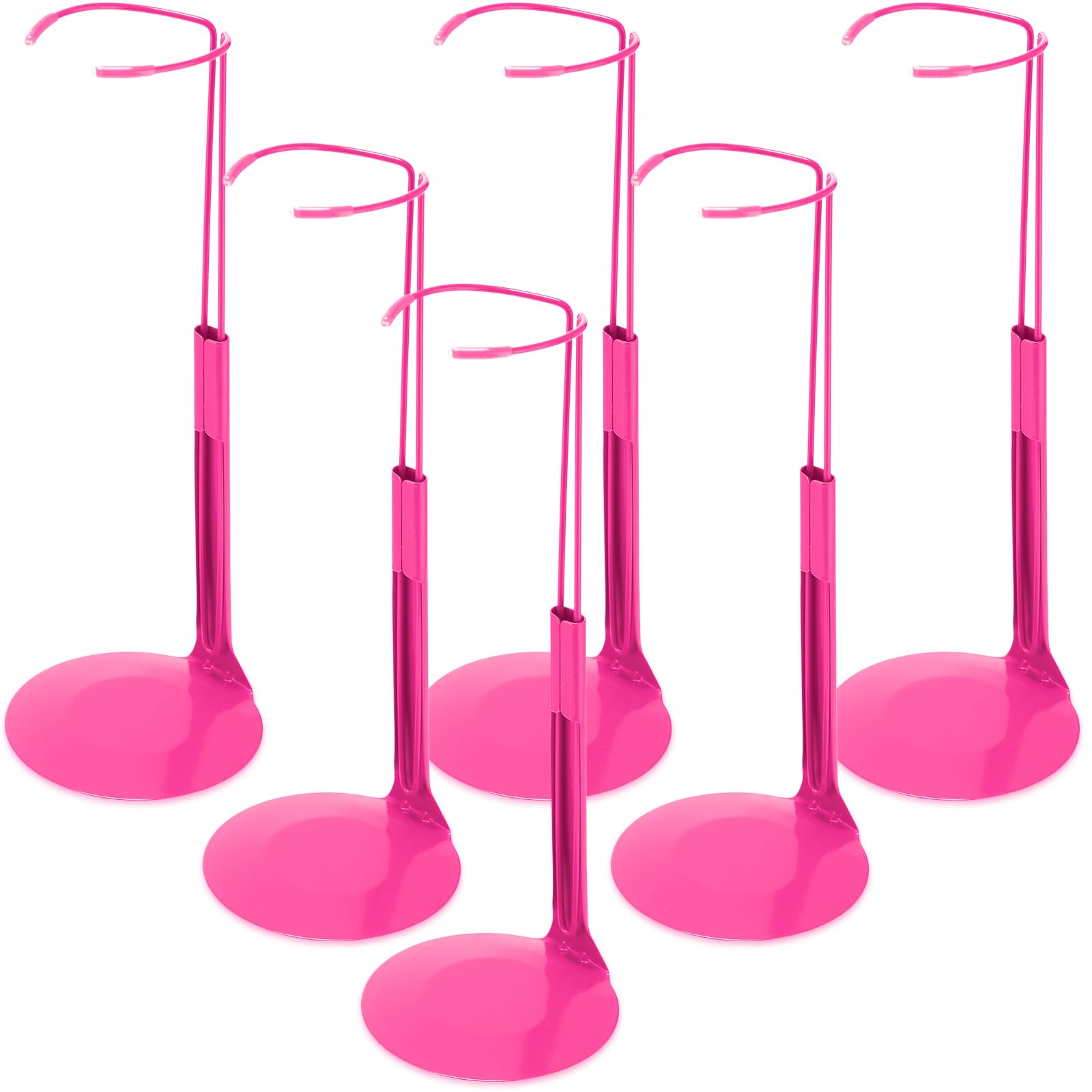 Yaocom 6 Pcs Adjustable Doll Stands for 12 Inch to 18 Inch Dolls Display Stand with Expandable Waist Wire Action Figure Display(Rose Red)