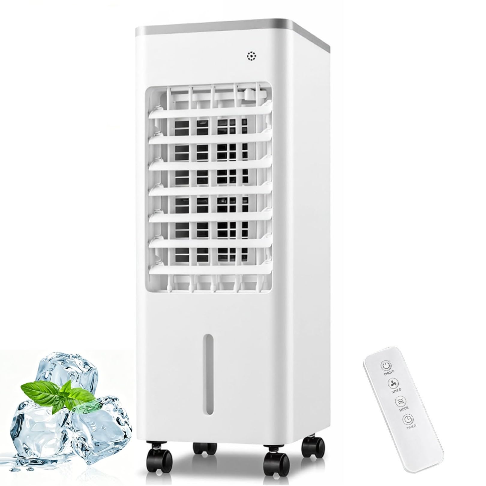 Aiutg White Portable Evaporative Air Cooler 3-In-1 With Led Display, 3 Adjustable Fan Speeds & 7.5H Timer, 6L Personal Cooling Fan With Humidifying Function For Home, Office And Bedroom(White)
