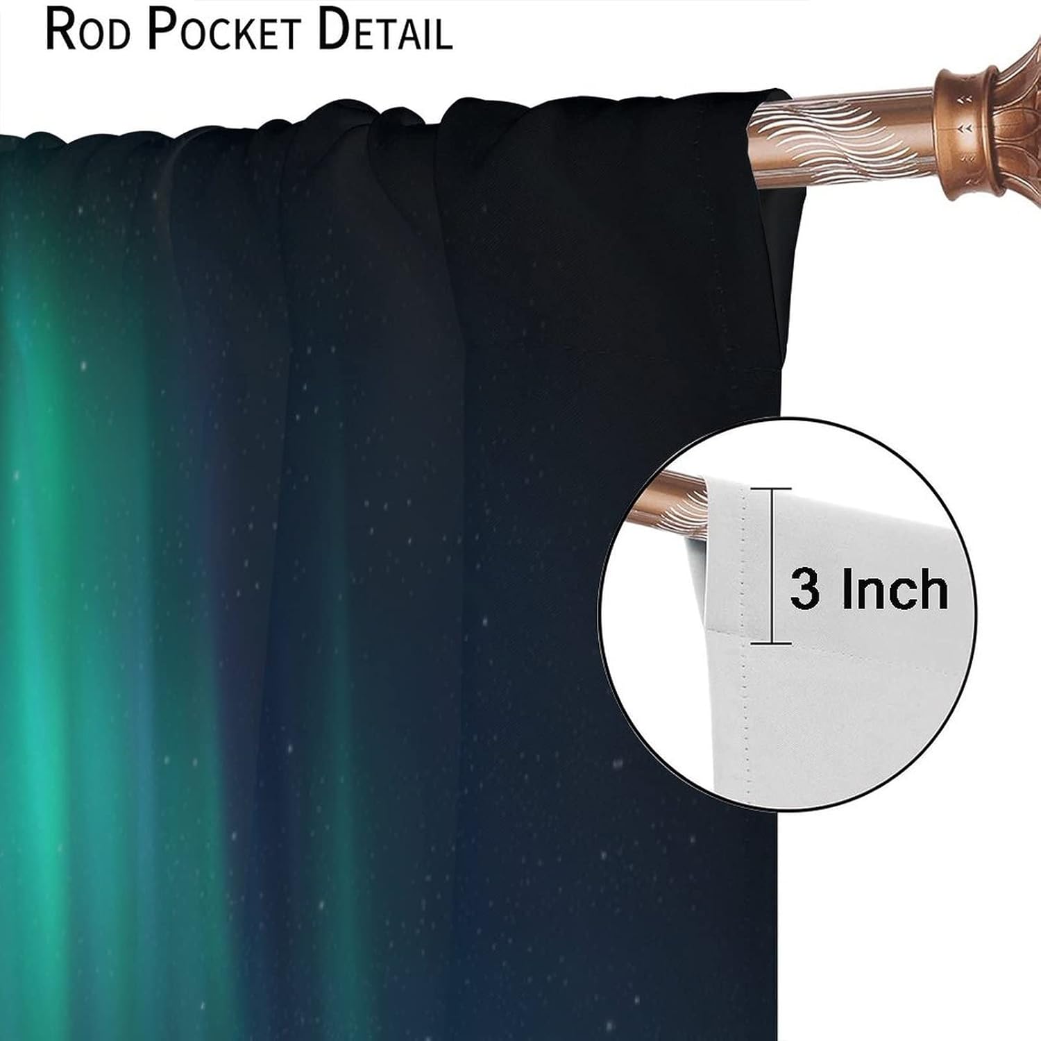 Northern Lights Curtains Snow Mountains Green Aurora Pouring Mysterious Rod Pocket Blackout Window Drapes 2 Panels Set for Bedroom Living Room Decor 52x84in