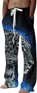 LindoMaker Mens Cotton Trousers Long Leg Casual Pants Drawstring Waist Strethcy Beach Pants Athletic Sweatpants