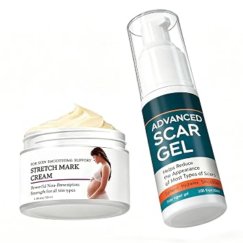 Scar & Stretch Mark Set Scar Diminishing Gel 30g + Belly Firming Cream 100ml For Postpartum, C-Section, Weight Fluctuation Smoothing, Hydrating & Elasticity Body Care 30 g Gel + Cream Set