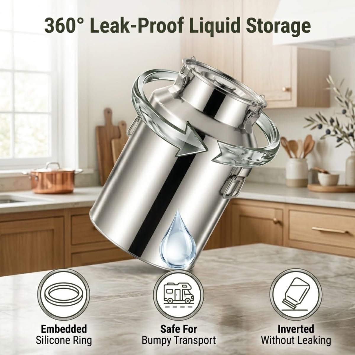 Jarra de Leche Acero Inoxidable, 5-88L Lechera Cubo Sellado