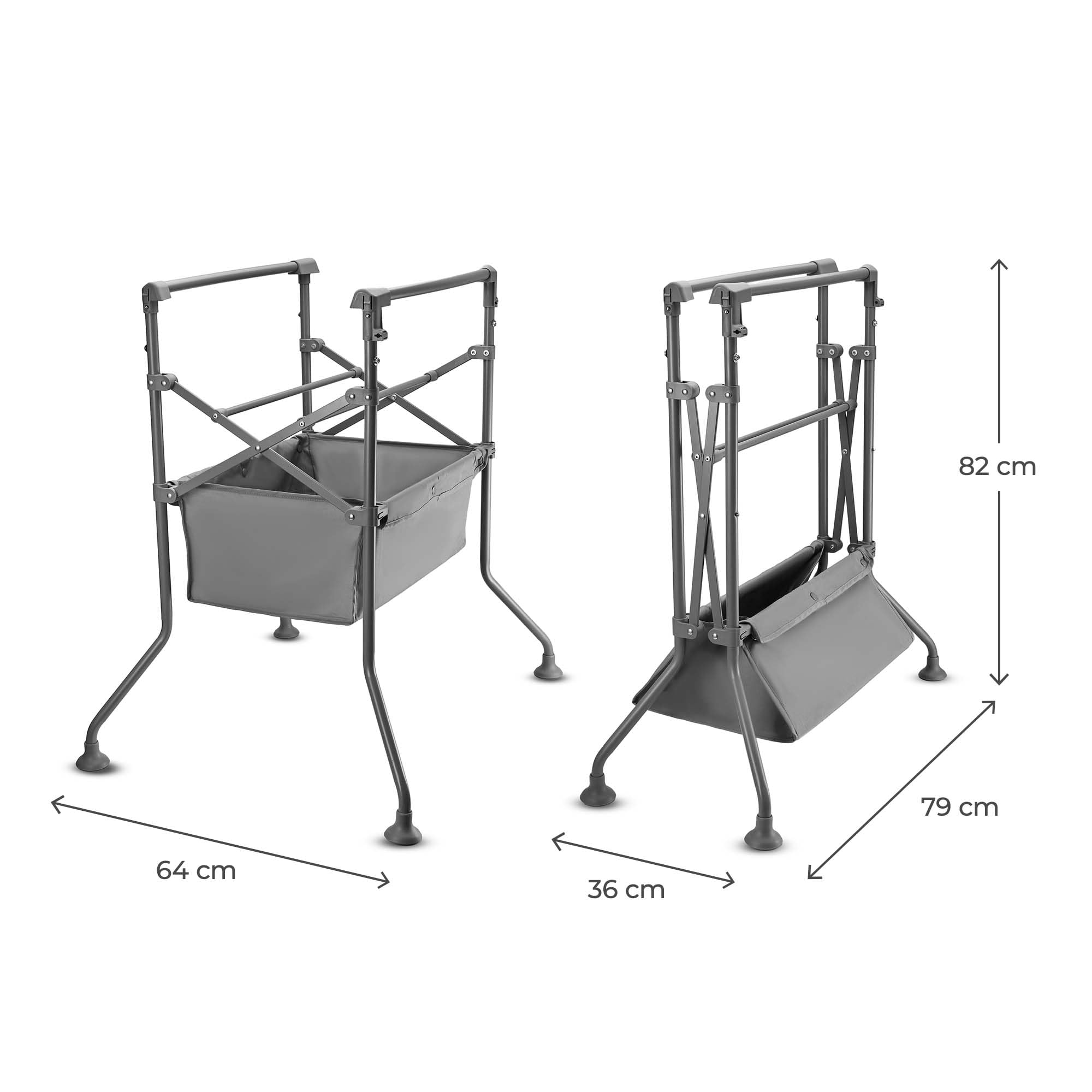 Kinderkraft BUBBLY Baignoire pour bébé avec support, pliable, étagère à langer, montage rapide et facile, gris