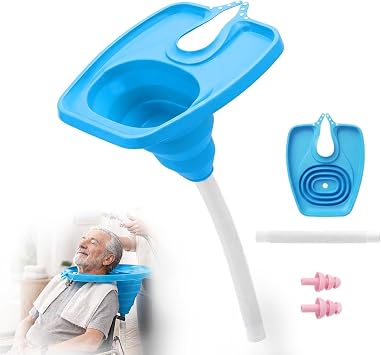 DASIAUTOEM Hair Wash Basin for Bedridden Mobile Shampoo Sink, Foldable Hair Washbasin, Mobile Hair Washbasin, Portable Head Wash Basin with Drain Hose for Seniors, Pregnant Women