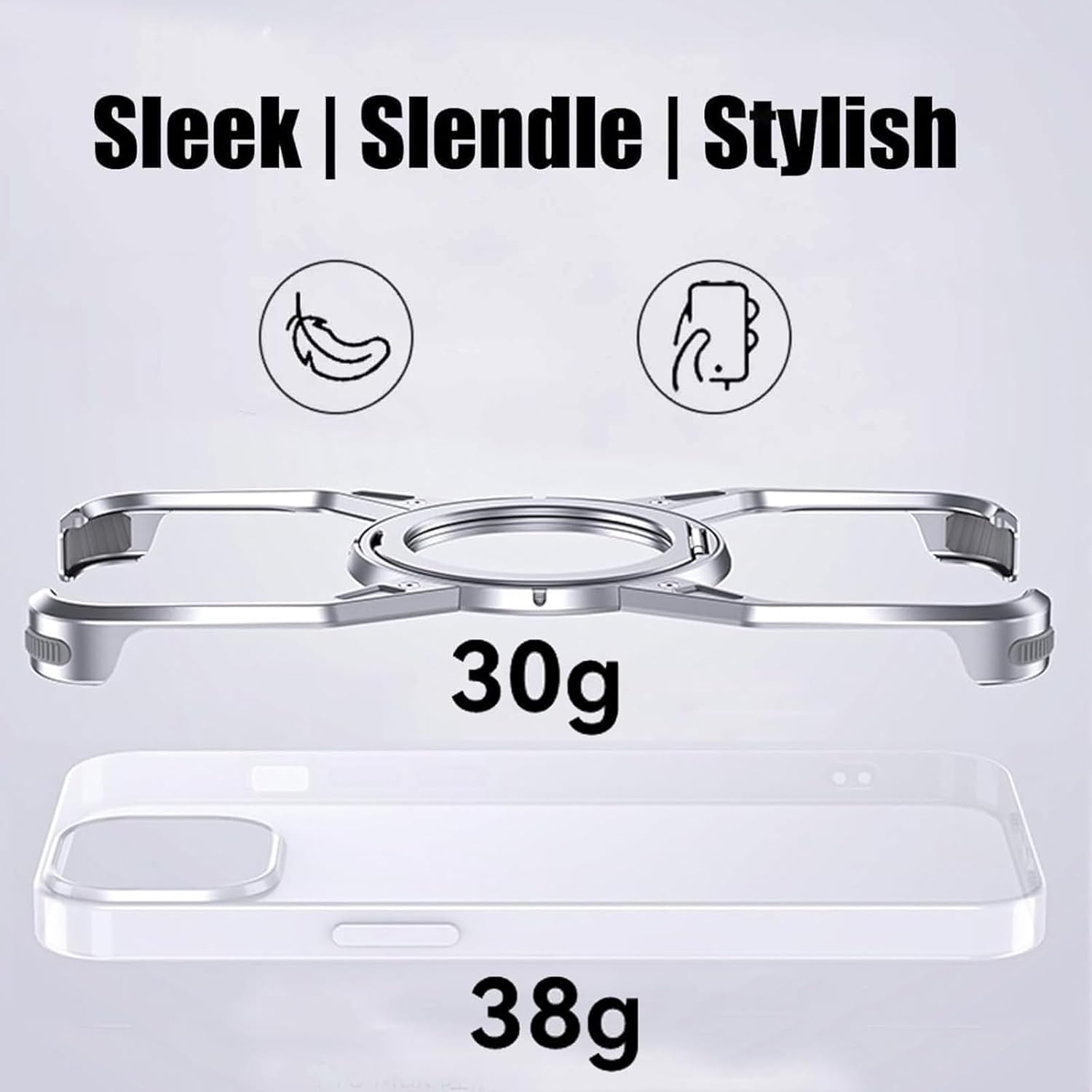 Aluminum X Frame Metal Bumper Case for iPhone 13 Pro Max, Screw Lock Shockproof Corner Protection, Minimalist Lightweight Heat Dissipation, Gray
