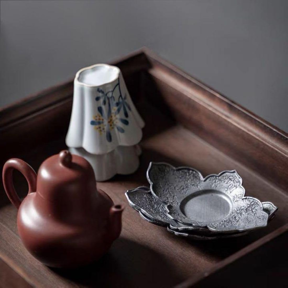 Amazon | 茶器 錫製 茶托 茶道具 煎茶道具 5個 セット 花菱 コースター