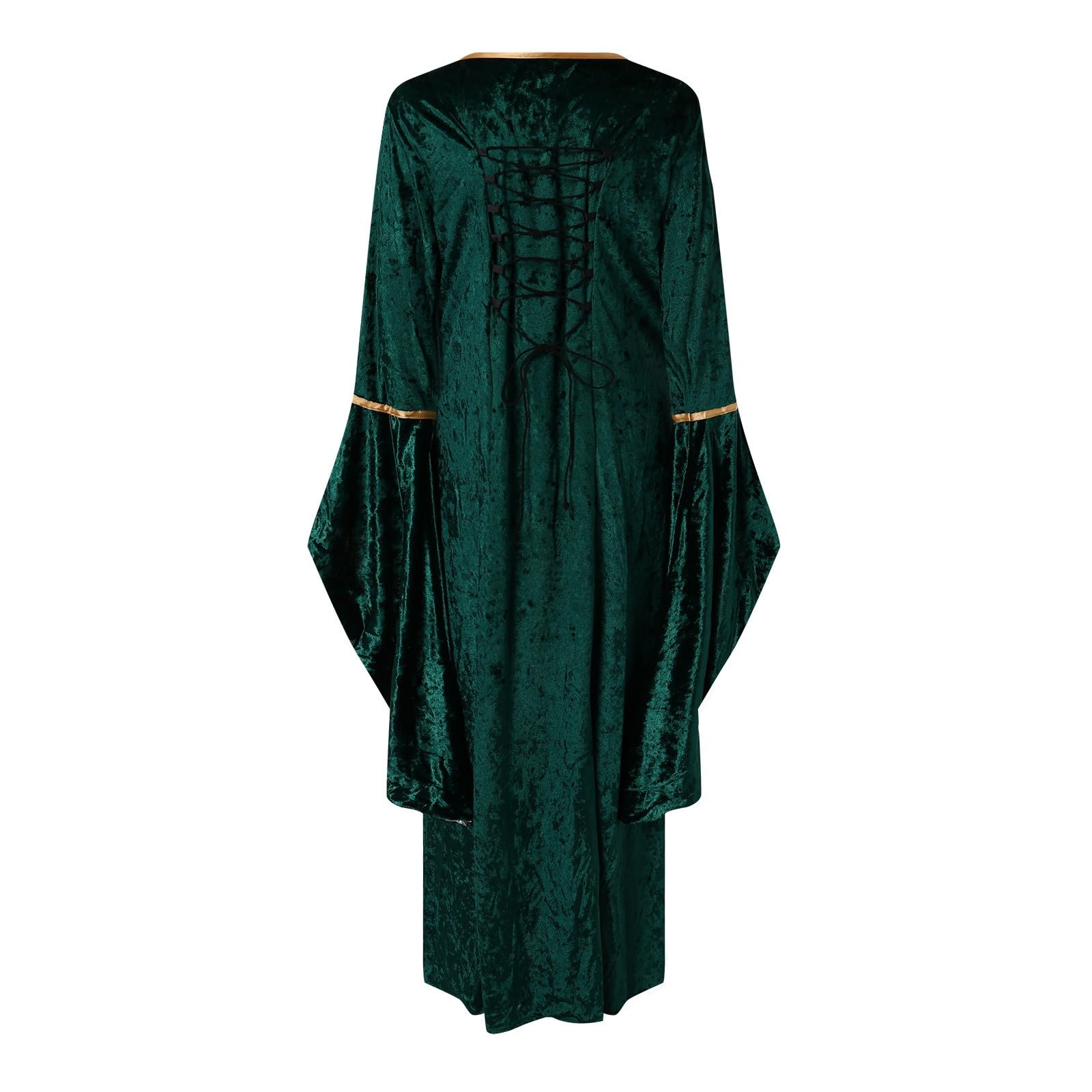 Bretelles en Velours Manches évasées Robes médiévales Robes de scène Longues