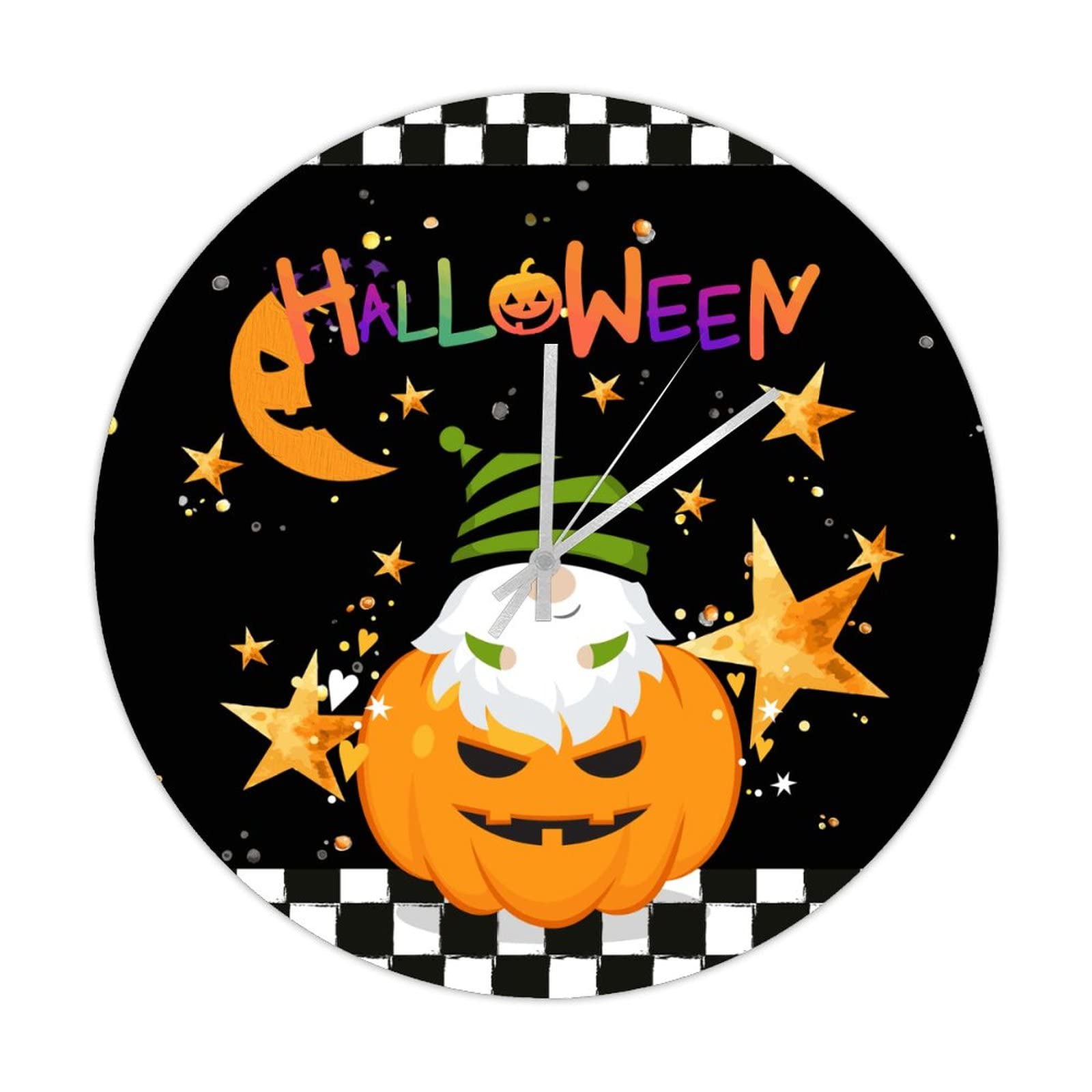 Horloge murale ronde en bois Halloween au design rétro vintage de haute précision