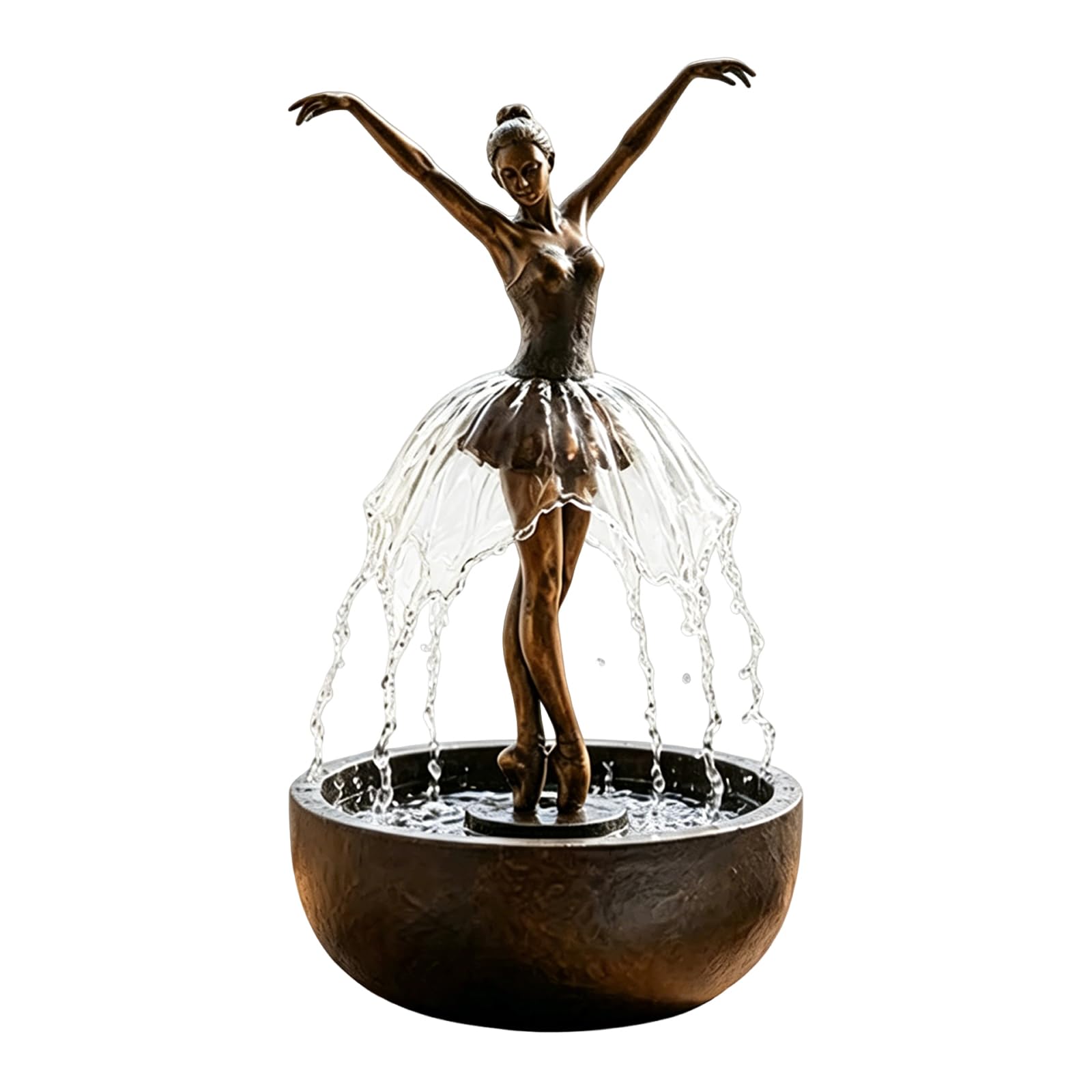 Delicate Ballet Girl Water Feature Sculpture Resin Fountain Tabletop Decor
