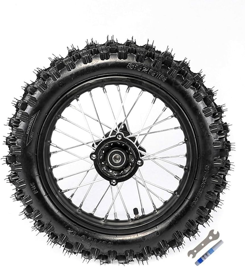 80/100-12 Dirt Bike Rear Tire and Wheel Rim 3.00-12 12 inch Disc Brake Assembly for Pit Bike Off Road Motorcycle Apollo TaoTao SSR TTR PW CRF XR KX KLX RM Coolster 50cc 110cc 125cc (12mm Axle)