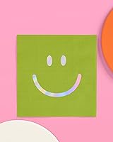 Vista 3 de xo, Fetti Servilletas de fiesta sonriente, 3 capas, 24 piezas, decoraciones de fiesta de cumpleaños con diseño de arco iris, lindas servilletas