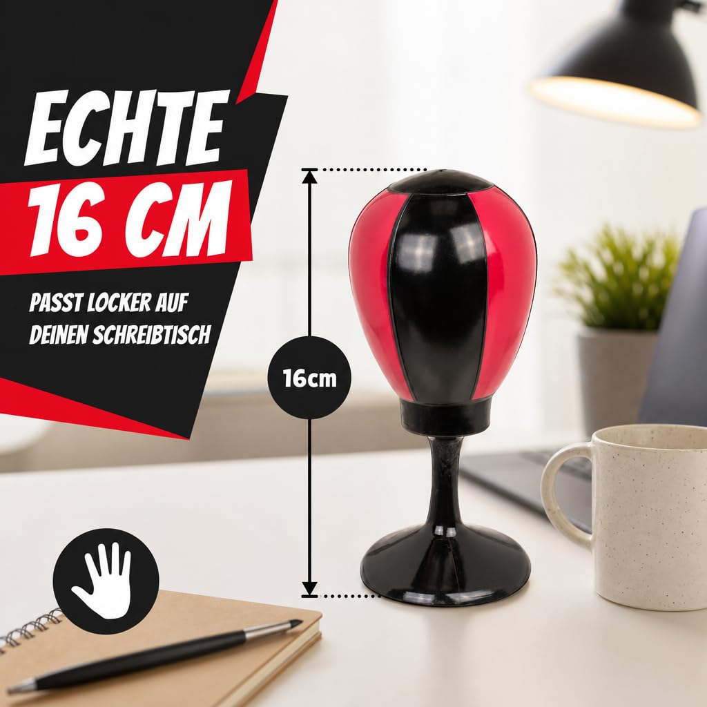 MIJOMA Work Desk Punching Bag 16 cm – Anti-Stress Punching Ball with Suction Cup, Random Color – Fun Stress Relief for Office & Home Office