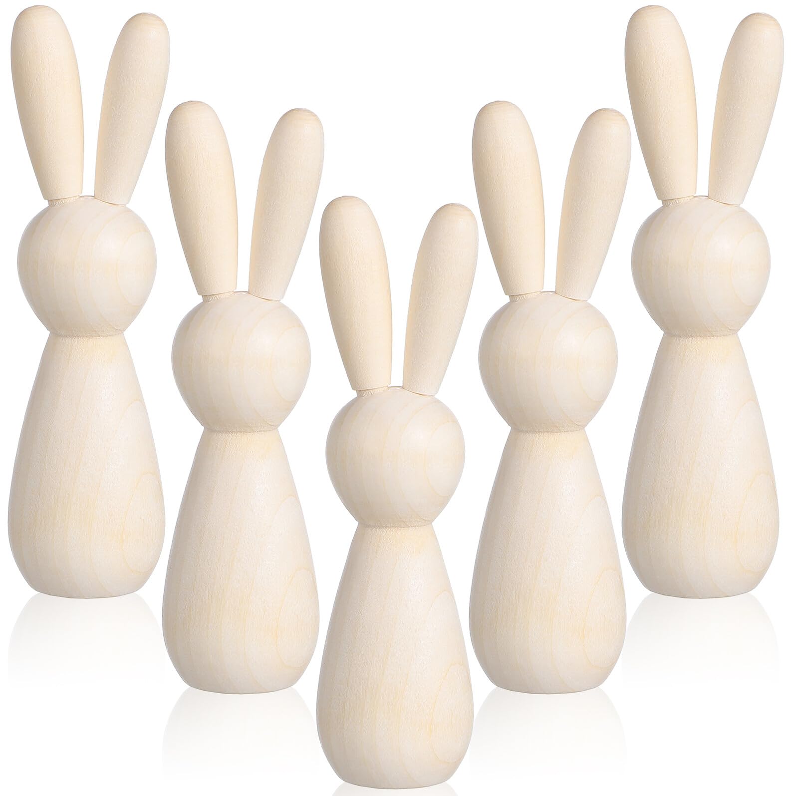 de Figuras de Conejo para Pintar y Bricolaje sin Terminar 5 Piezas de Madera Color Beige para Decoración de Mesa en Habitaciones Infantiles