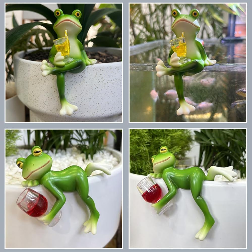 Mini-Frosch Topfpflanzen Dekorationen, lustige Garten Dekoration, Outdoor-Geschenke, Frauen Frosch Statuen, Pflanzer, Terrasse, Rasen