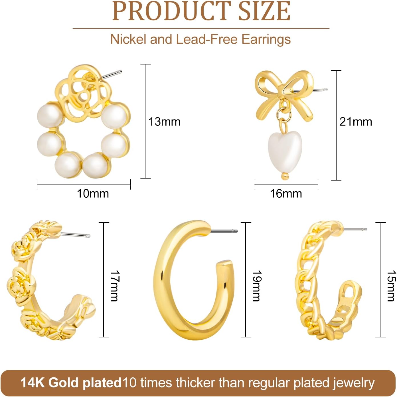 Gold Hoop Earrings for Women Set - 14K Gold Plated Thick Chunky Hoops - Image 2
