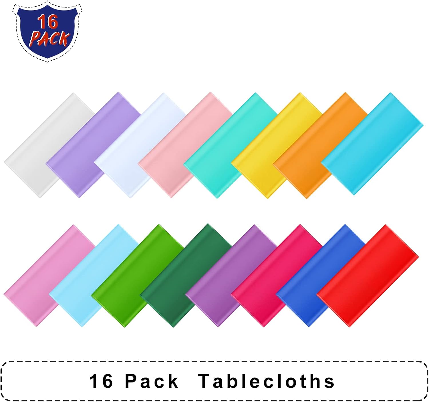 Moukeren 16 Pack Plastic Tablecloths Bulk 54 x 108 Inch Disposable Rectangle Table Covers Waterproof Party Table Cloths for Indoor or Outdoor Events Birthday Party Decor Supplies (Mixed Color)