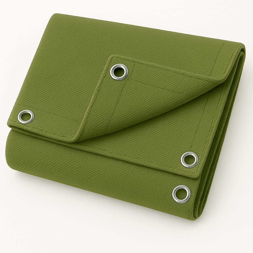 UK Eco Green Canvas Heavy Duty Cotton Tarpaulin Cover Boat Log Store Roofing Sheets (Green, 10 x 12 ft)
