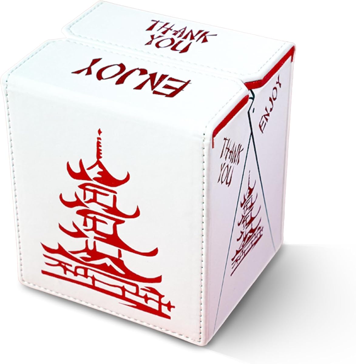 ORIGINAL China To Go! Trading Card Deck Box | vegan leather & Holo Design | MTG commander deck box & for ALL other trading card games | fits 100 double Sleeved Cards