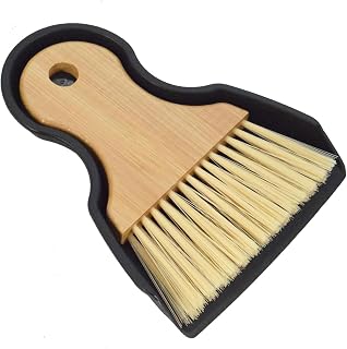Mini Escoba y recogedor portátil con Mango de bambú, Limpiador de Migas pequeño para el hogar, baño, Cocina, Interior del Coche, Oficina, áreas de Mascotas (Negro)