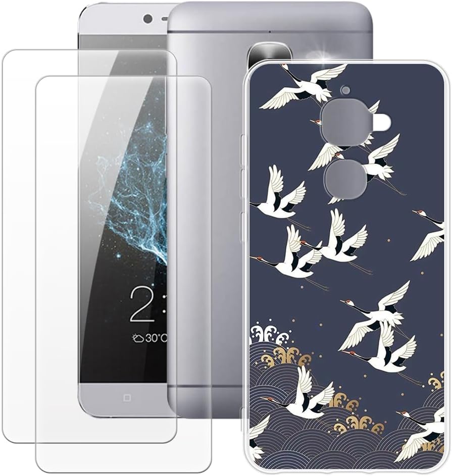 MILEGAO Letv LeEco Le 2 Case + 2PCS Screen Protector Tempered Glass, Ultra Thin Bumper Shockproof Soft TPU Silicone Cover Case for LeEco Le S3 (5.5”)