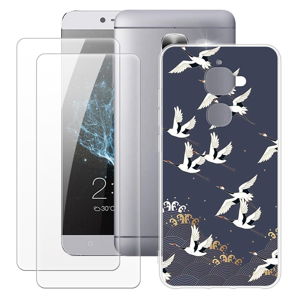 MILEGAO Letv LeEco Le 2 Case + 2PCS Screen Protector Tempered Glass, Ultra Thin Bumper Shockproof Soft TPU Silicone Cover Case for LeEco Le S3 (5.5”)