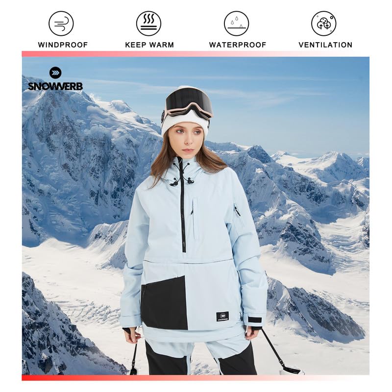 SNOWVERB Womens Mens Insulated Waterproof Snowboarding Mountain Jackets with Hood Skiing Coat Snowboard Winter Ski Jacket