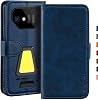 Funda de Cuero Sintético para Unihertz 8849 Tank Mini 1 - Azul | 4.3" Funda Tipo Cartera Blindada Magnética con Porta Tarjetas, Marco para Foto y Soporte 3