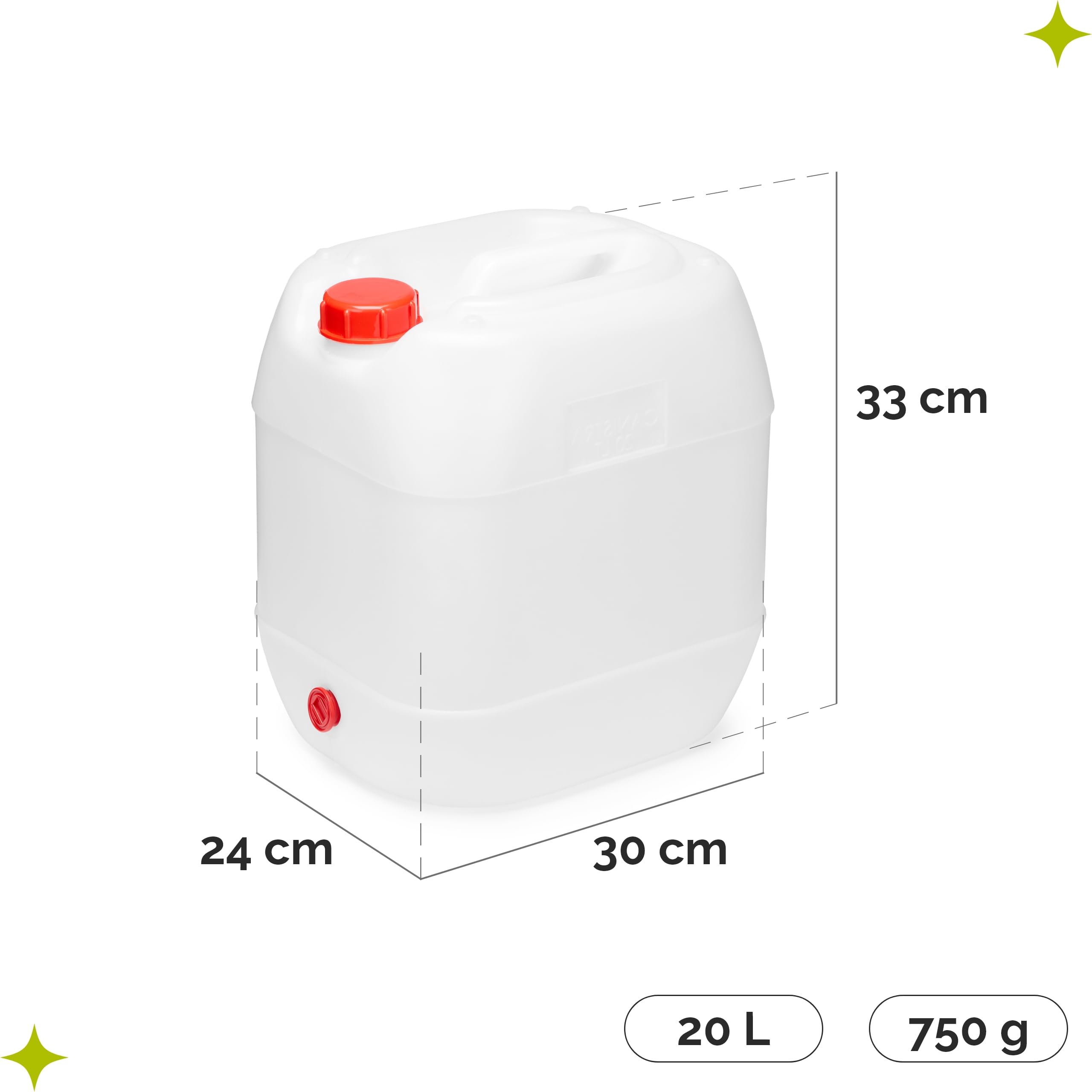 Garronda Jerrican Eau 20L avec Robinet sans BPA Alimentaire Etanche Reservoir Camping Car 2 Pack Blanc