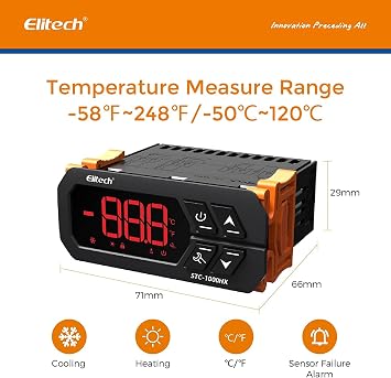 Elitech Digital Temperature Controller Thermostat Automatic Switch Cooling and Heating ℃/℉