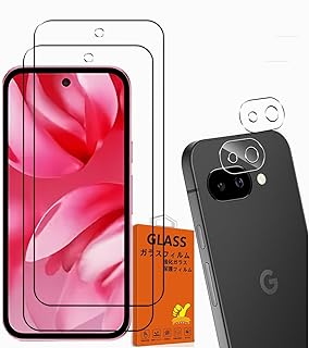 対応 Google Pixel 9A ガラスフィルム 指紋防止【2* 強化ガラス + 2* カメラフィルム】Google Pixel 9A 5G レンズ保護フィルム 指紋認証 日本素材製 カバー 硬度9H 耐衝撃 飛散防止 貼り付け簡単 自動吸着 気泡ゼロ 指紋防止 ラウンドエッジ加工 Google Pixel 9a ガラスフィルム